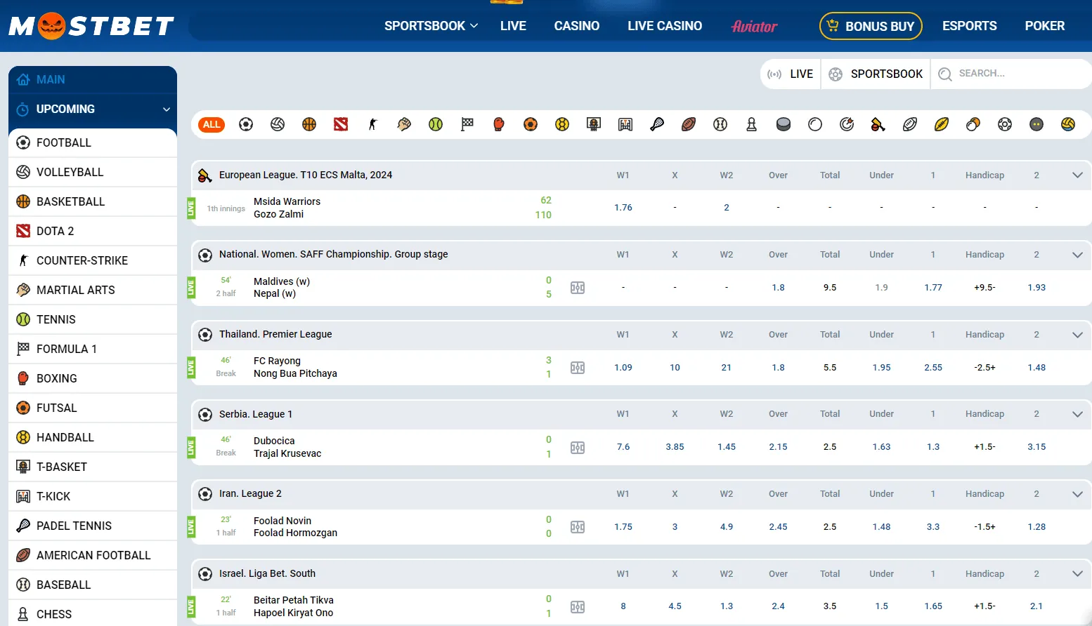 Mostbet sports betting
